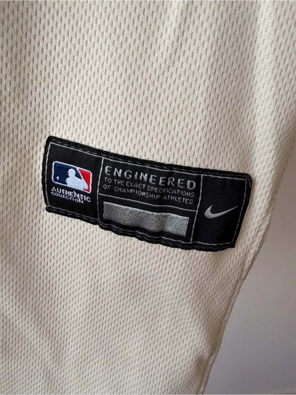 Nike Cream Twin Cities Baseball Jersey with Navy Script & Number 4
